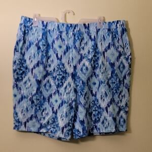 Elegant Blue Patterned Women's Bermudas
